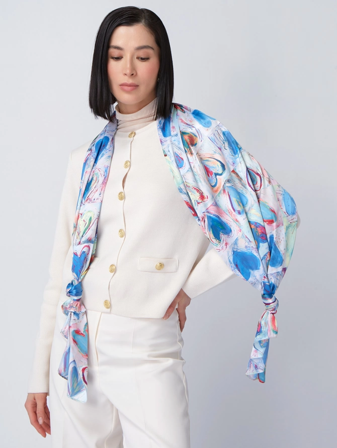 Палантин женский с акварельным принтом