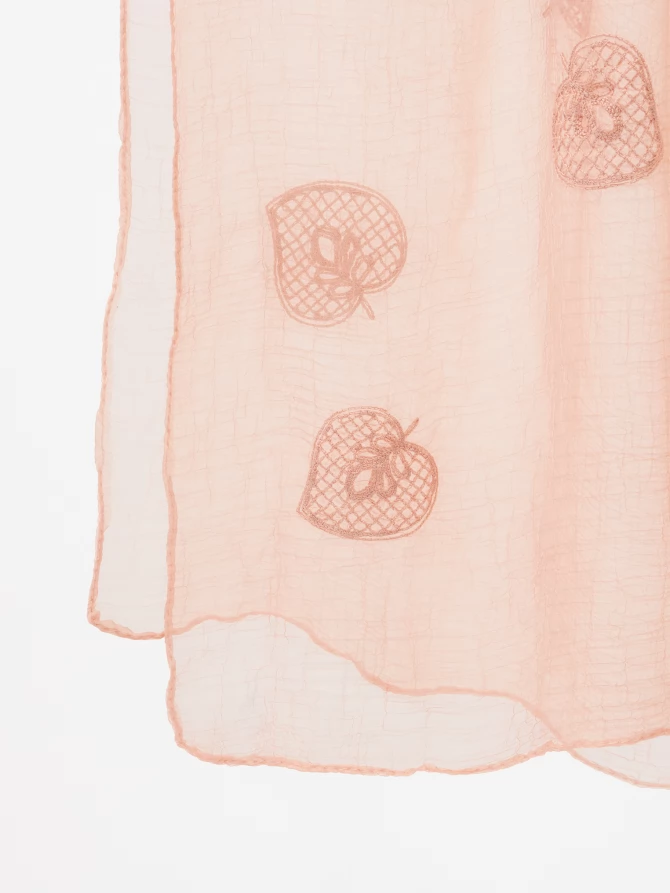 Палантин двусторонний из жатого шифона с арт-деко вышивкой