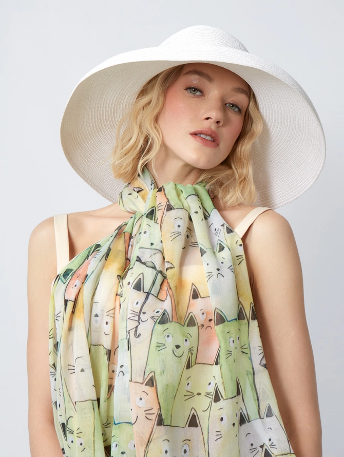 Палантин женский с принтом Котики KSH16-128-3