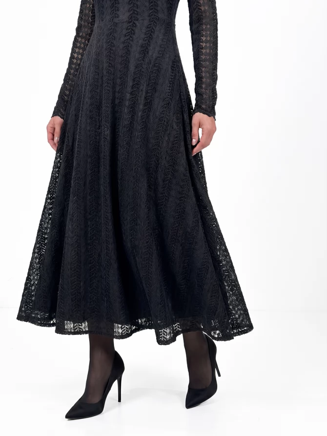 Платье теплое кружевное OD-846-5 черный