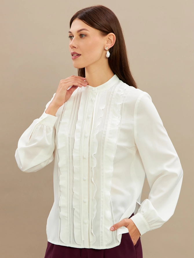 Блузка с рюшами OD-976-1 белая