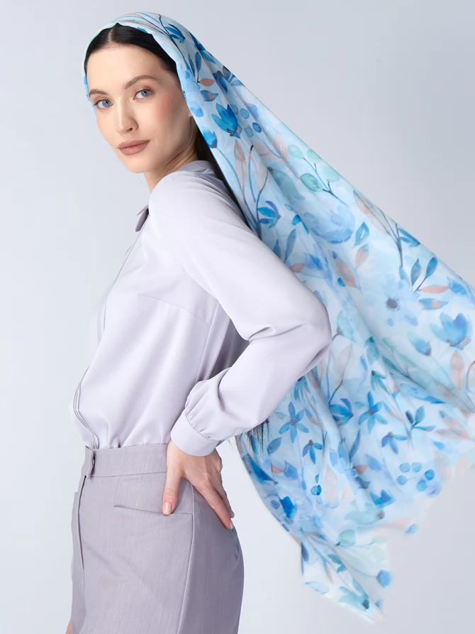 Палантин женский с цветочным принтом