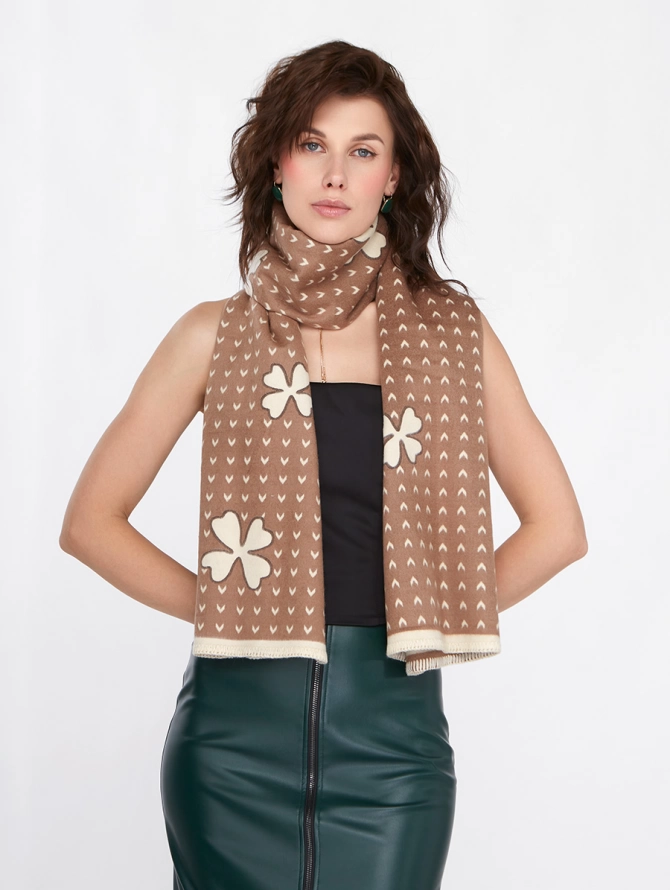 Палантин женский двусторонний с узором RH10-2253-3