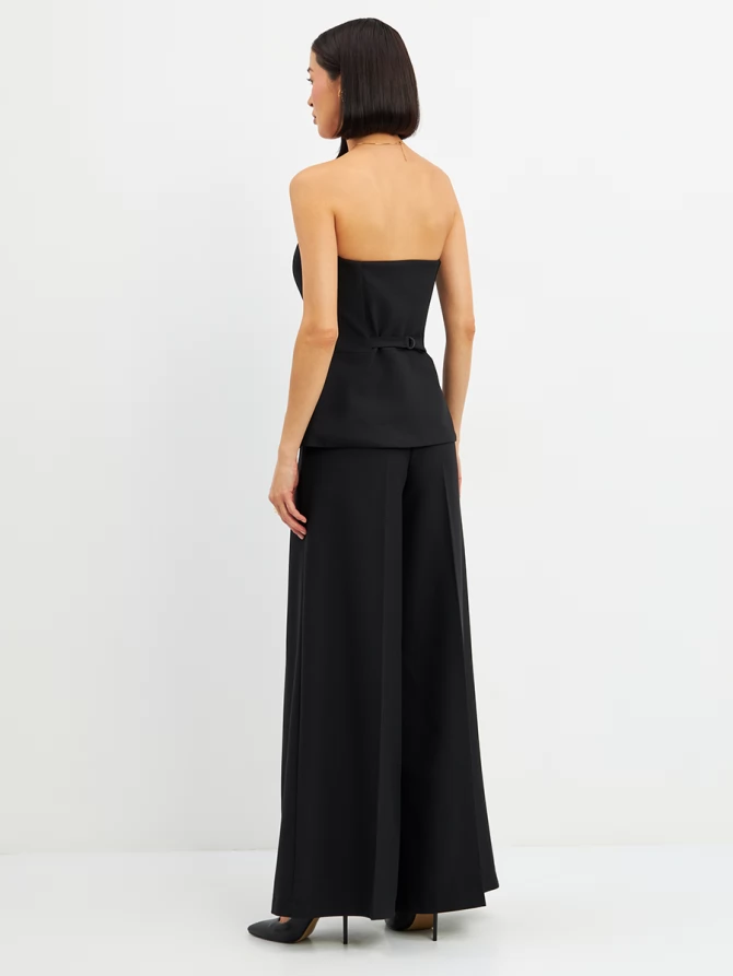 Брюки со вставкой из шифона OD-994-1 черный