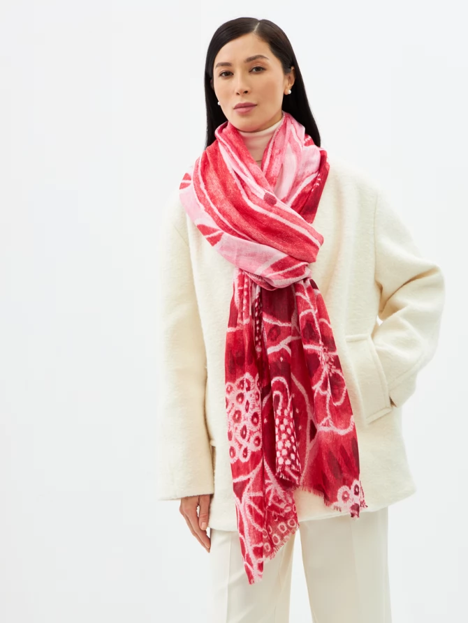 Палантин женский двусторонний с принтом арт-деко D2H-135-2