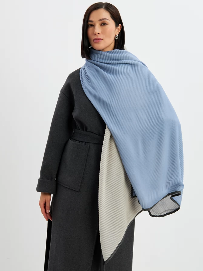 Палантин женский двусторонний жатый