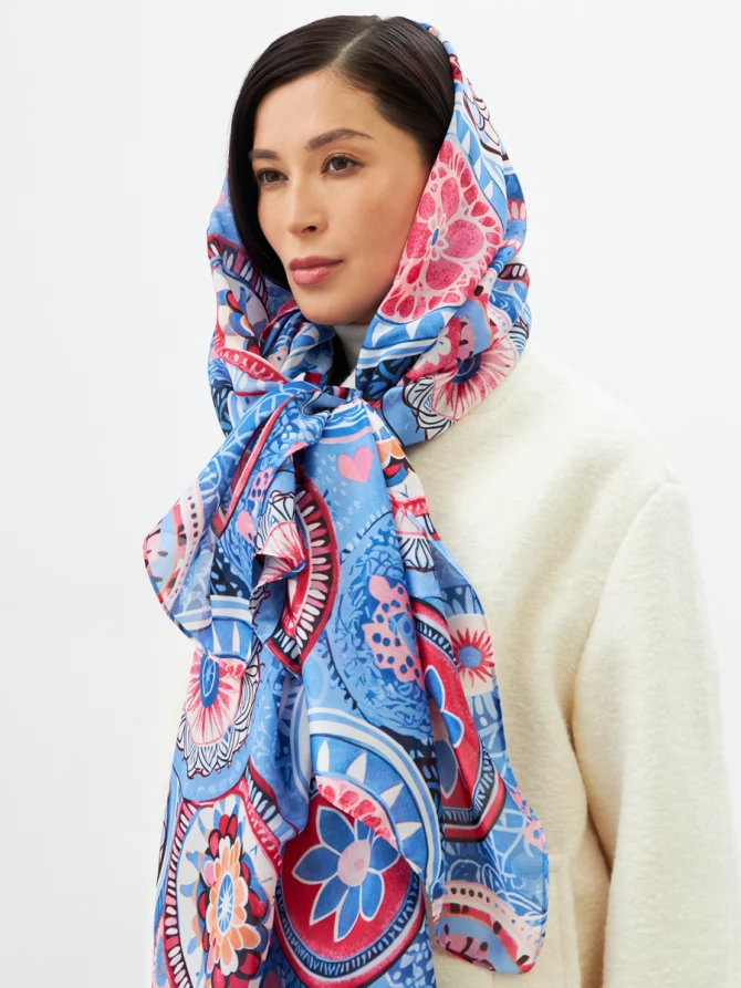 Палантин двусторонний с арт-деко принтом D2-1353-4