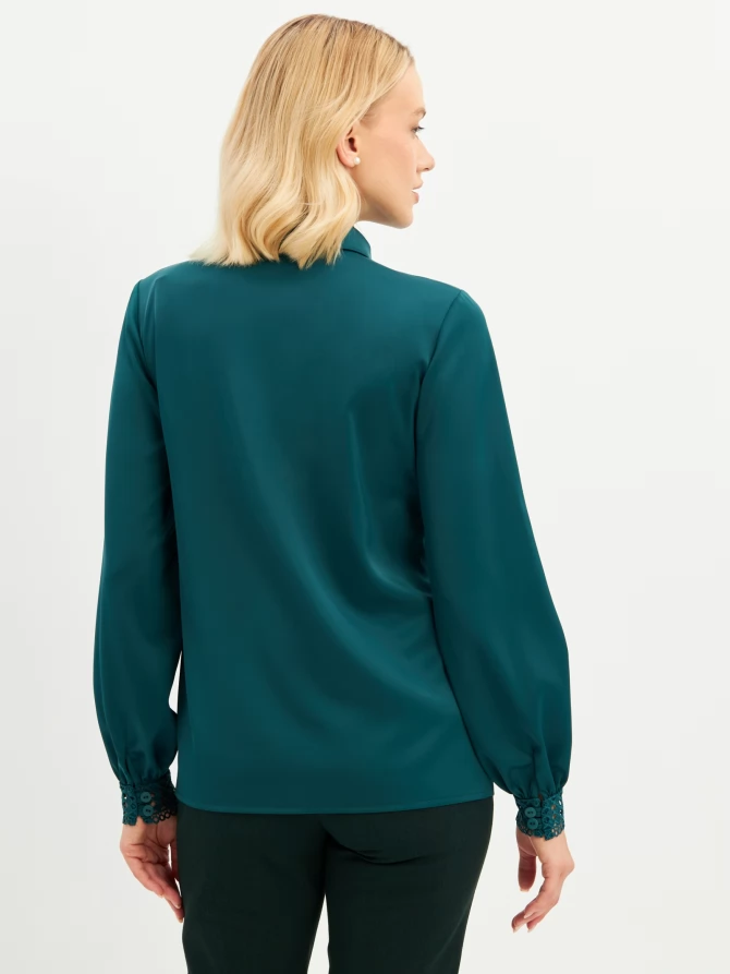 Блузка с кружевом OD-808-3 зеленый