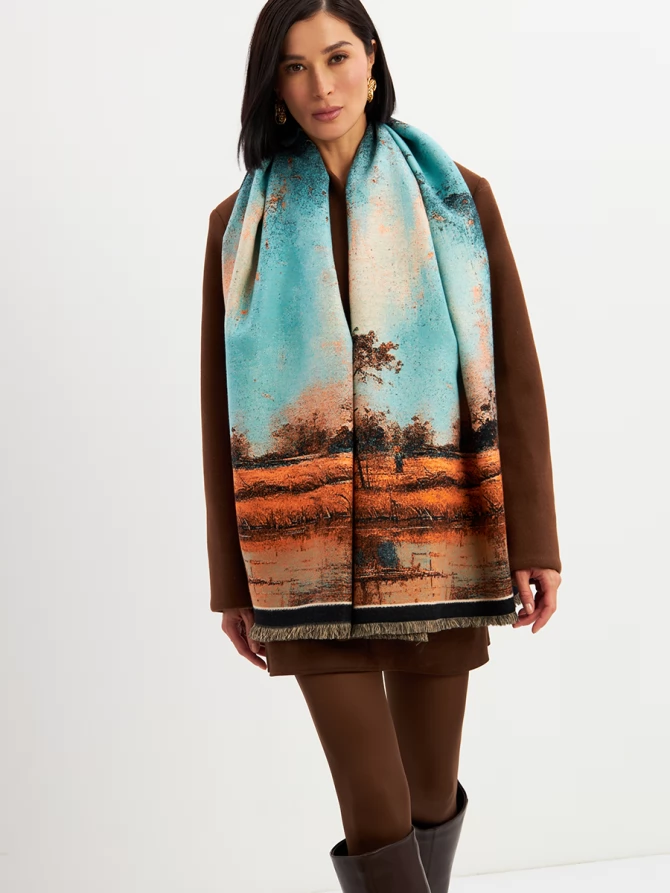 Палантин с художественным принтом