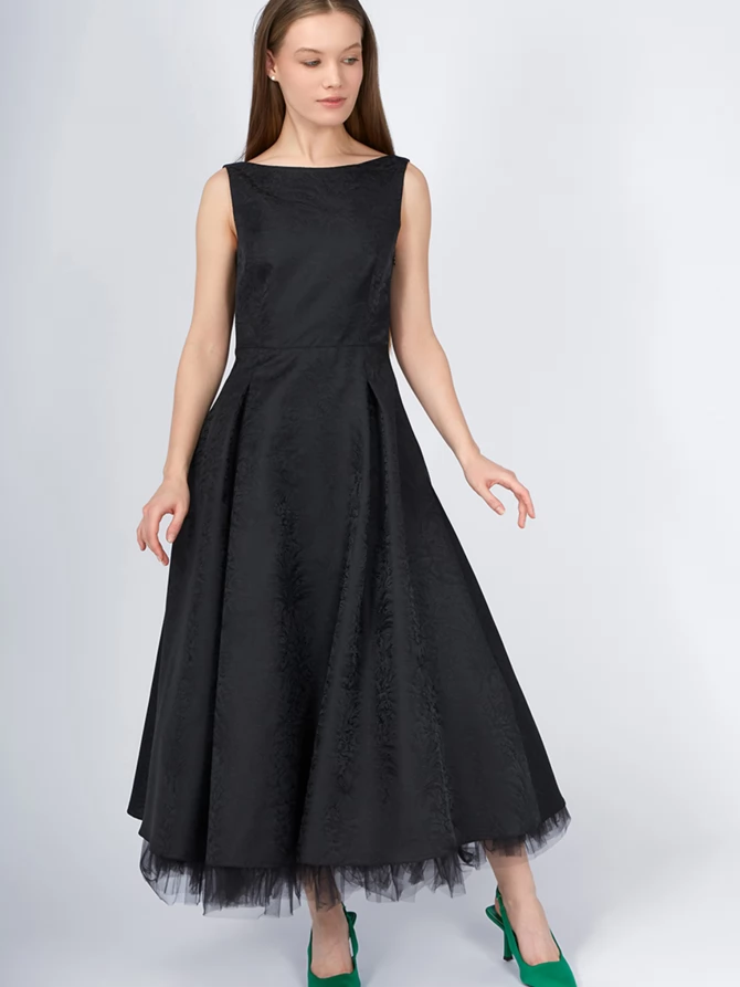 Платье из жаккарда OD-939-2 черный