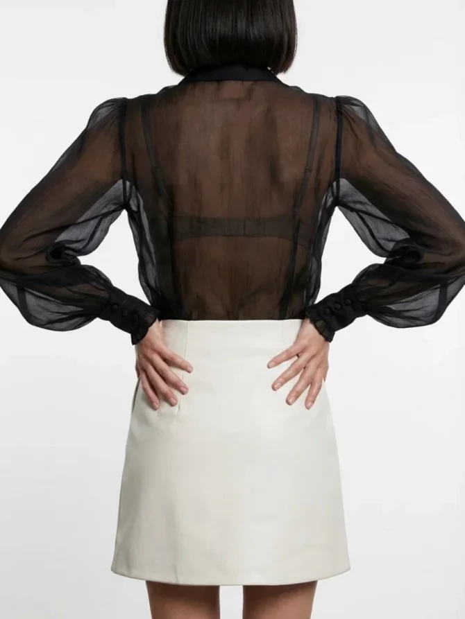 Юбка на запах из эко-кожи OD-1003-3 молочный