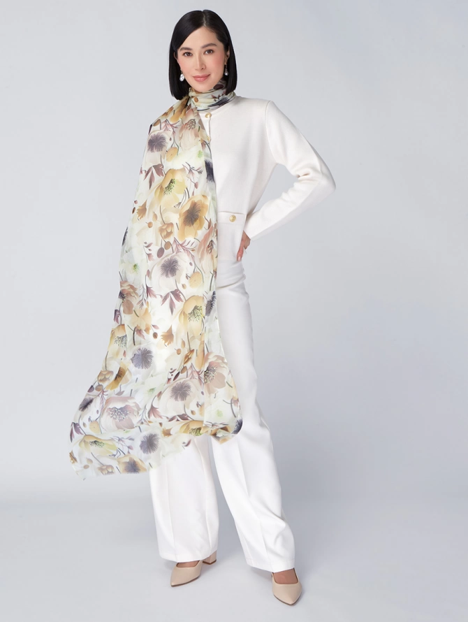 Палантин женский с флоральным принтом KSH16-127-4