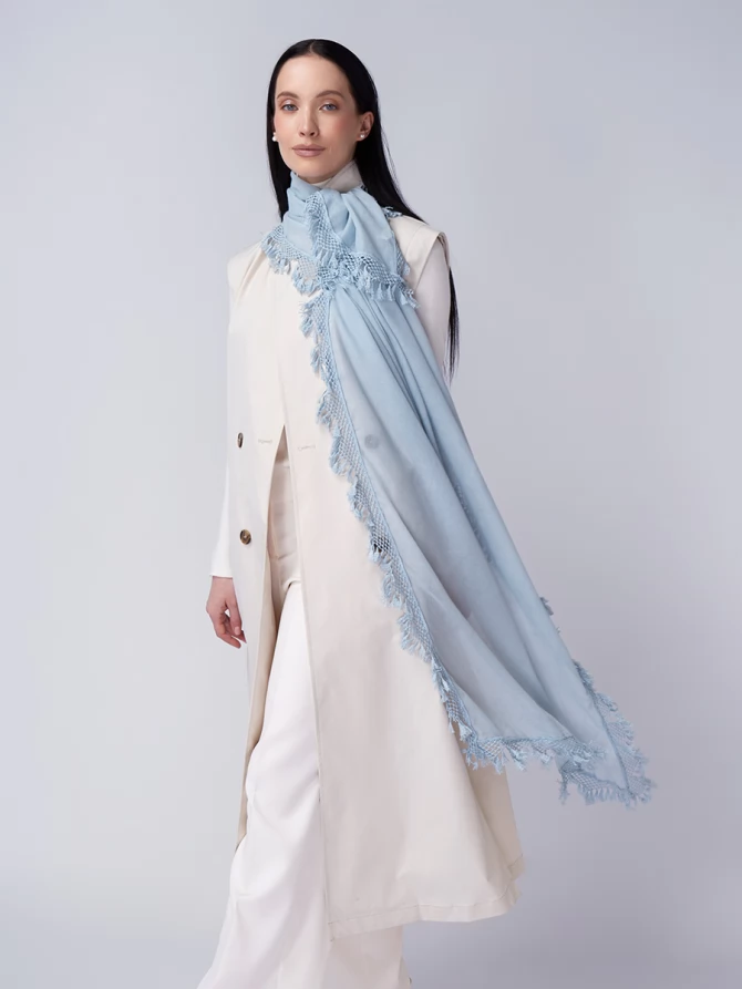 Палантин женский с ажурной бахромой