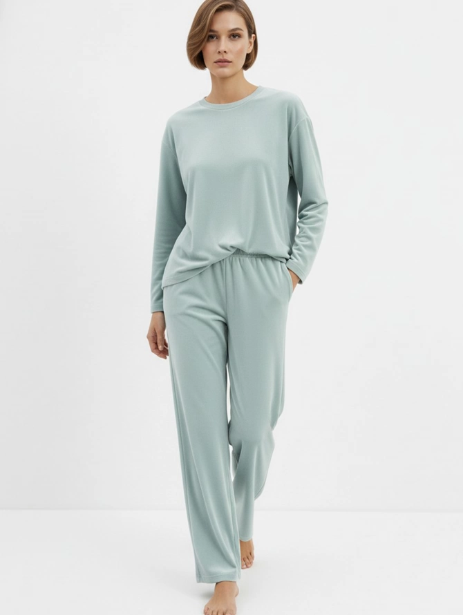 Костюм велюровый со съемным капюшоном OD-1009-2 зеленый