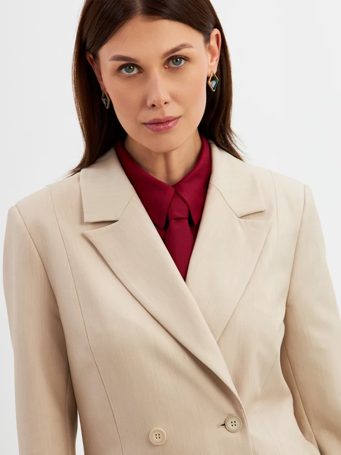 Жакет двубортный на подкладке OD-980-1 бежевый