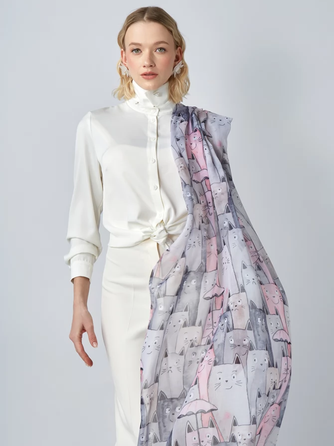 Палантин женский с принтом "Кошки"