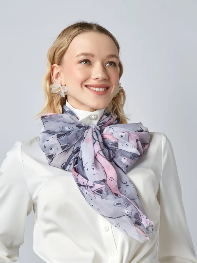 Палантин женский с принтом "Кошки"