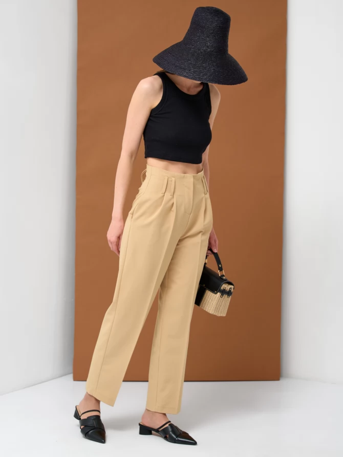 Брюки укороченные с высокой талией