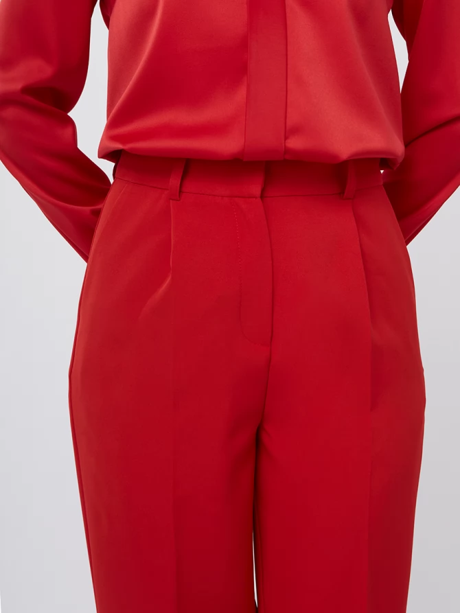 Брюки укороченные бордовые с высокой посадкой OD-877-4