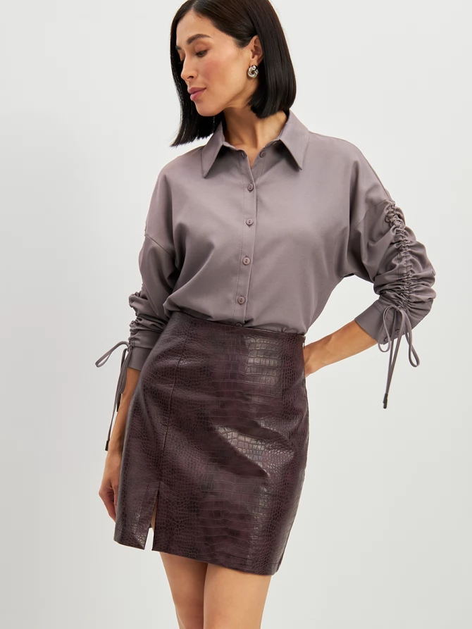 Блузка тонкая джинса OD-858-2 пыльно-лиловый