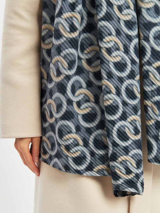 Палантин двусторонний жатый с узором "Цепи"