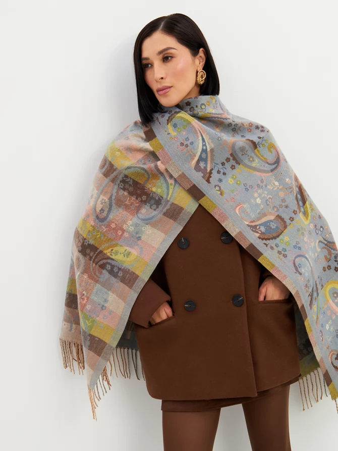 Палантин с узором Пейсли и бахромой