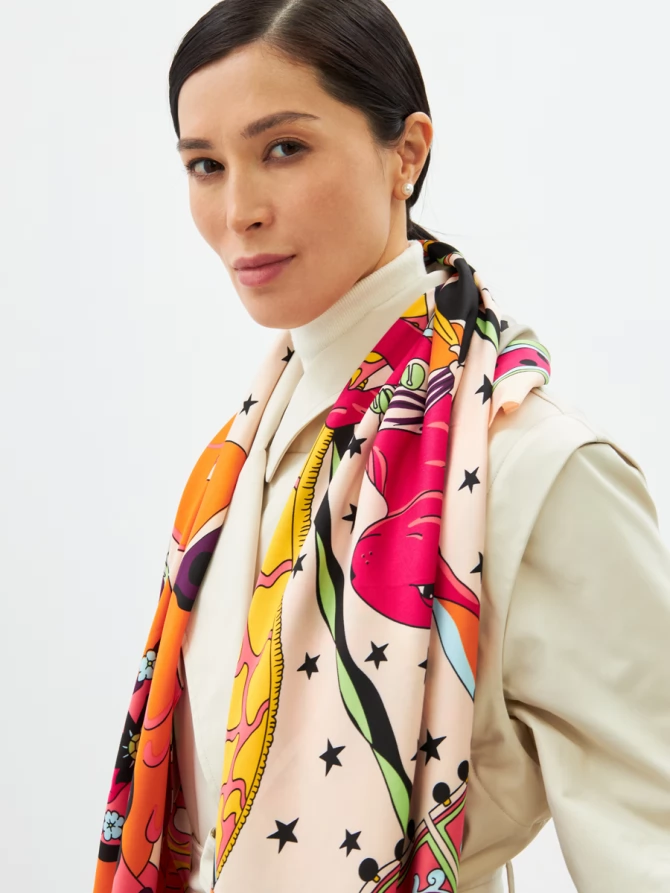 Платок женский двусторонний с принтом Арт-Деко LO-1255-2