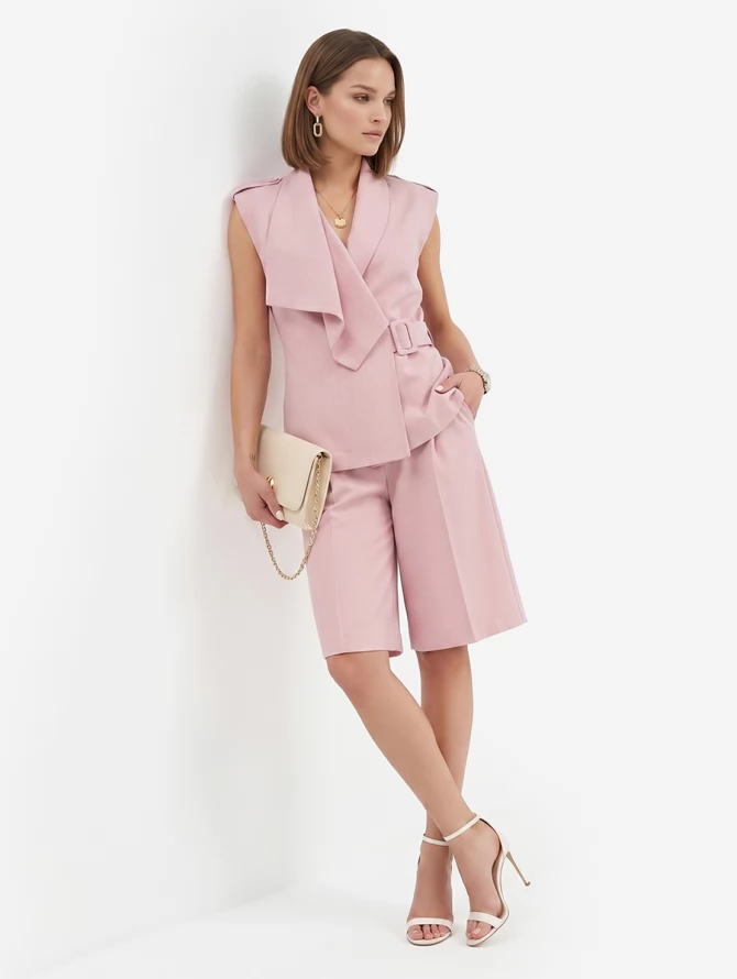 Бермуды из костюмной ткани OD-1037-2 розовый