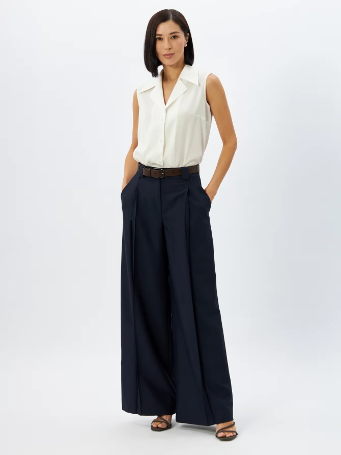 Брюки со складкой  OD-940-2 темно-синий