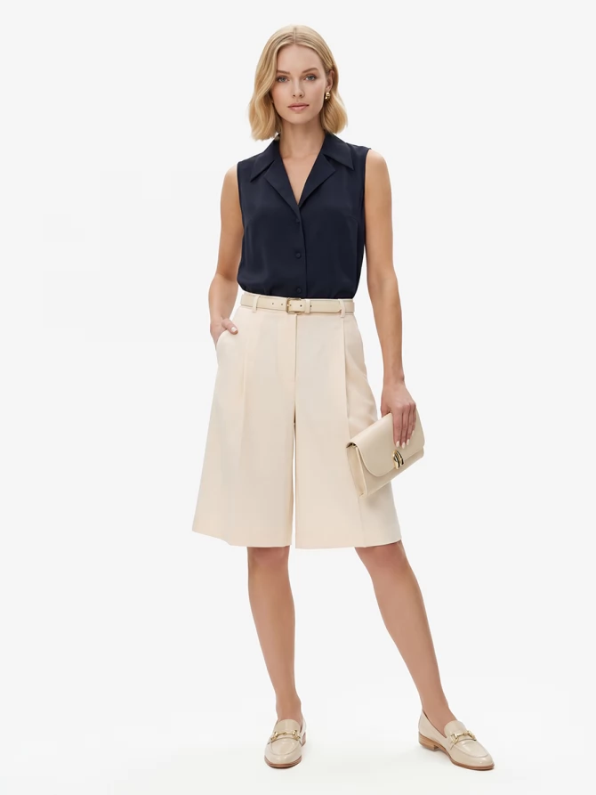 Бермуды из костюмной ткани OD-1037-1 молочный