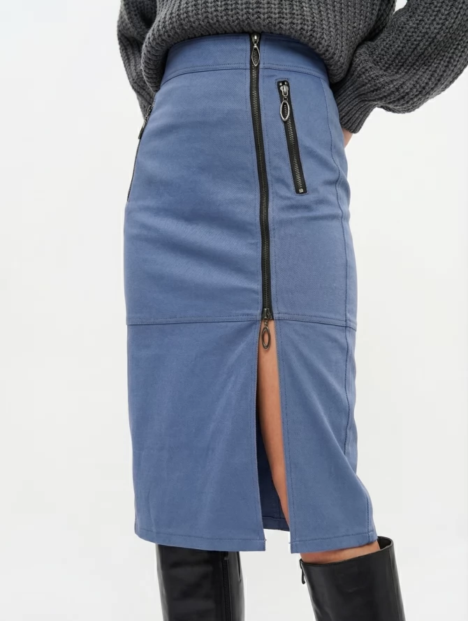 Юбка джинсовая с короткой молнией OD-866-1 синий