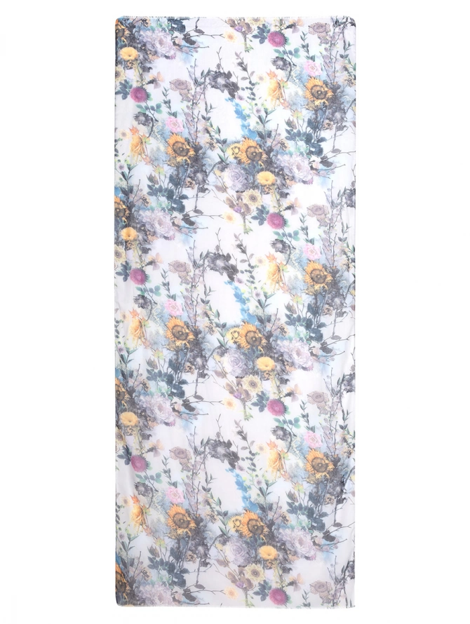 Палантин женский с винтажным цветочным принтом
