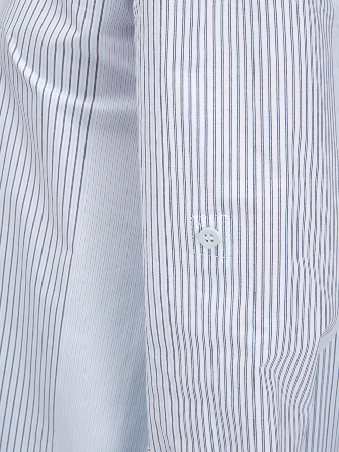 Рубашка полосатая хлопковая серо-голубая