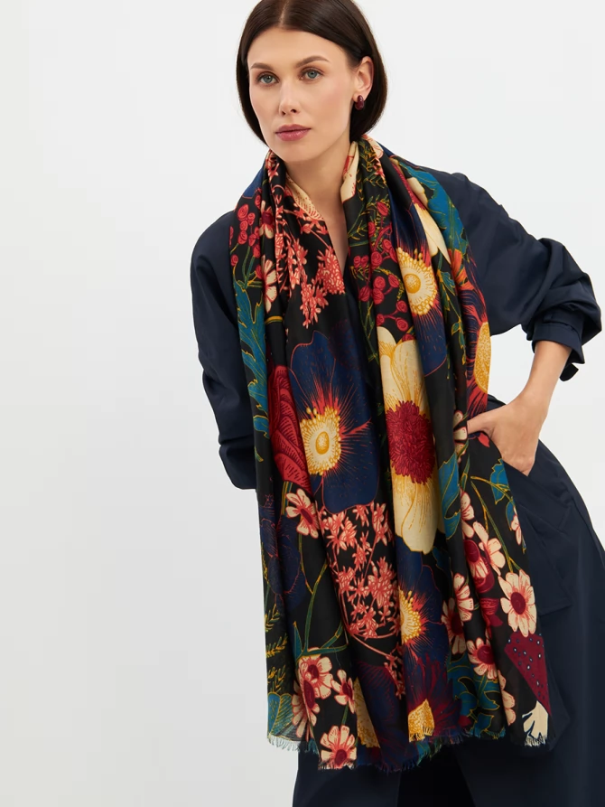 Палантин женский с ярким цветочным принтом