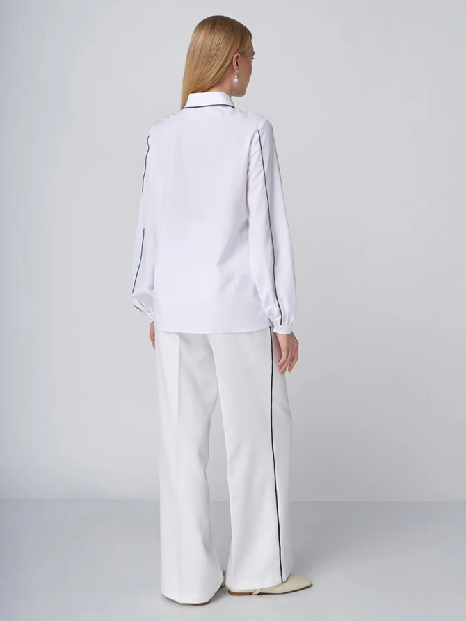 Блузка с контрасной строчкой OD-871-1 белый