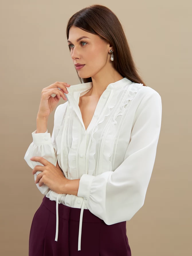 Блузка с рюшами OD-976-1 белая
