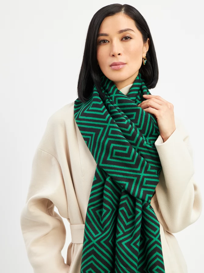 Палантин женский с геометрическим принтом, двусторонний