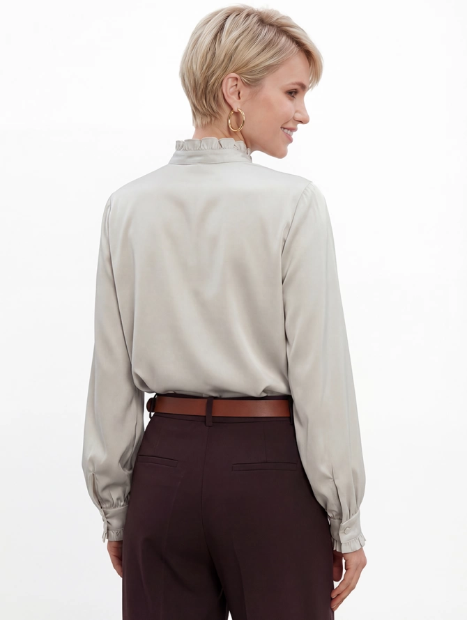 Блузка с рюшами OD-884-6 серо-коричневый