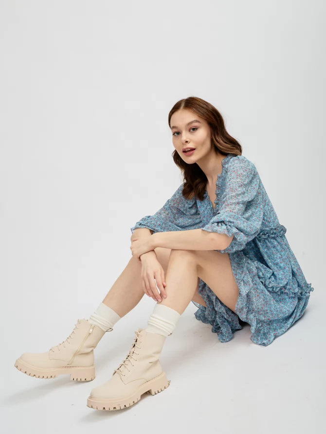 Платье из шифона с рюшами