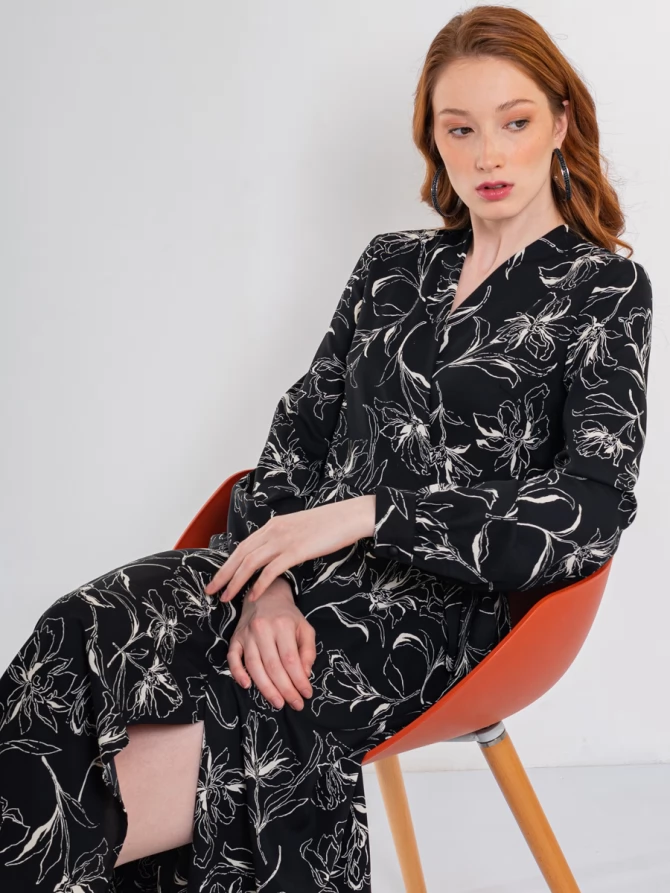 Платье на запах OD-810-2 черный