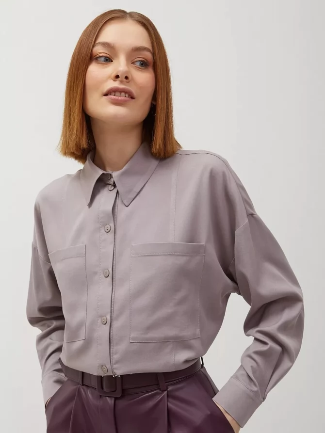 Рубашка с прострочкой спереди