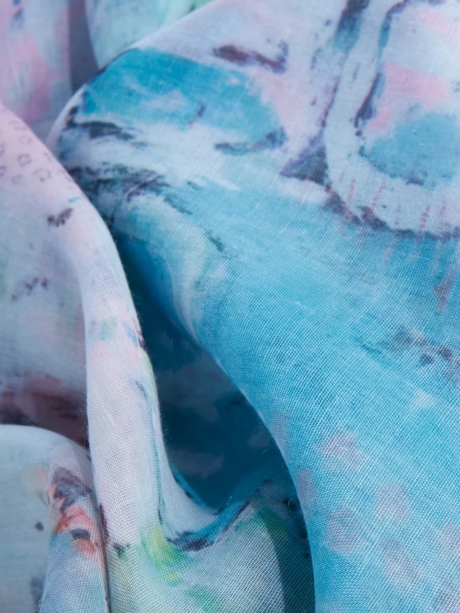 Палантин женский с абстрактным акварельным принтом KSH16-129-3