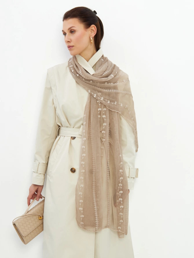 Палантин двусторонний с вышивкой арт-деко DRK-145-4