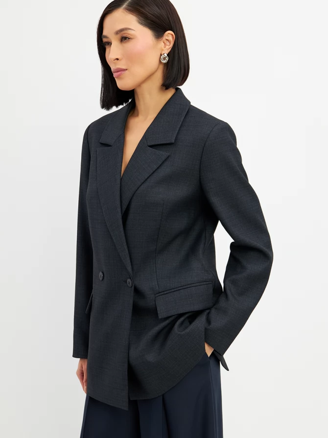 Жакет жакет из костюмной ткани OD-978-1 серо- синий