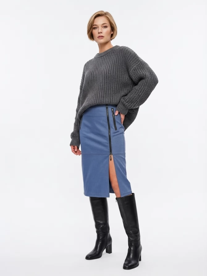 Юбка джинсовая с короткой молнией OD-866-1 синий