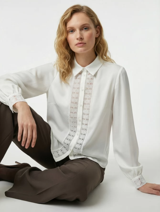 Блузка с кружевом OD-808-5 белый