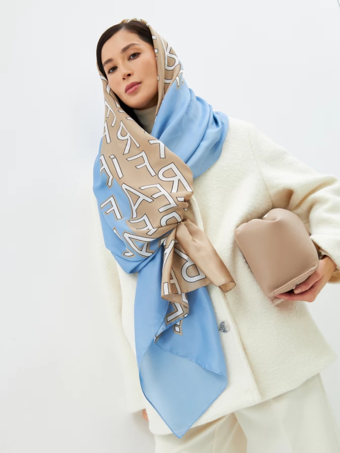 Палантин женский двусторонний с арт-принтом D2-1352-4