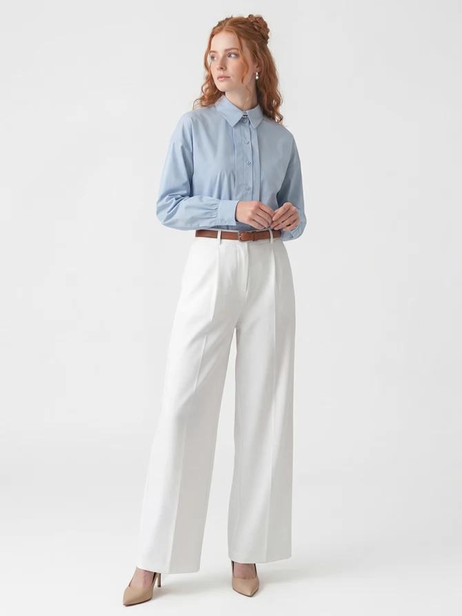 Рубашка со складками  OD-880-2 серо-голубой