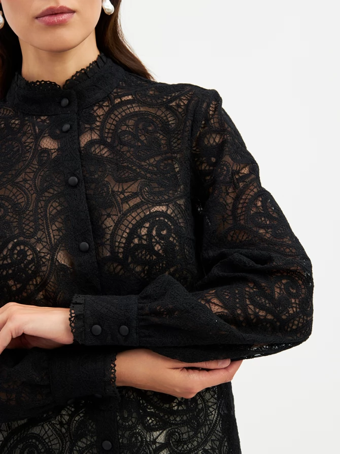 Блузка из кружевной ткани OD-977-2 черный