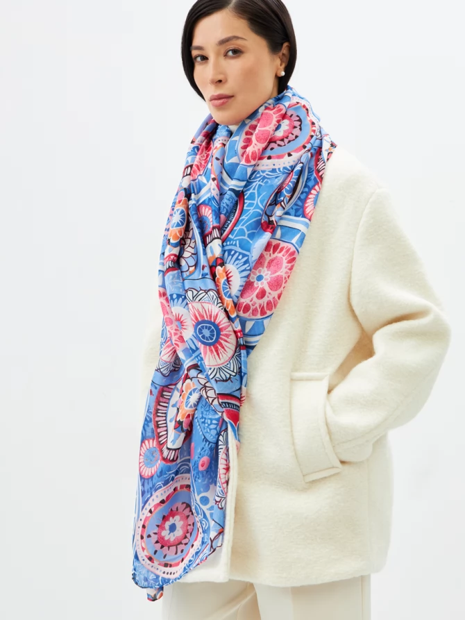 Палантин двусторонний с арт-деко принтом D2-1353-4